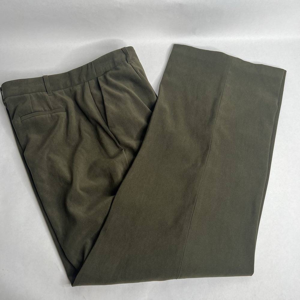Coldwater Creek Pants Trousers Faux Suede Microfiber Olive Green Workwear 12 EUC